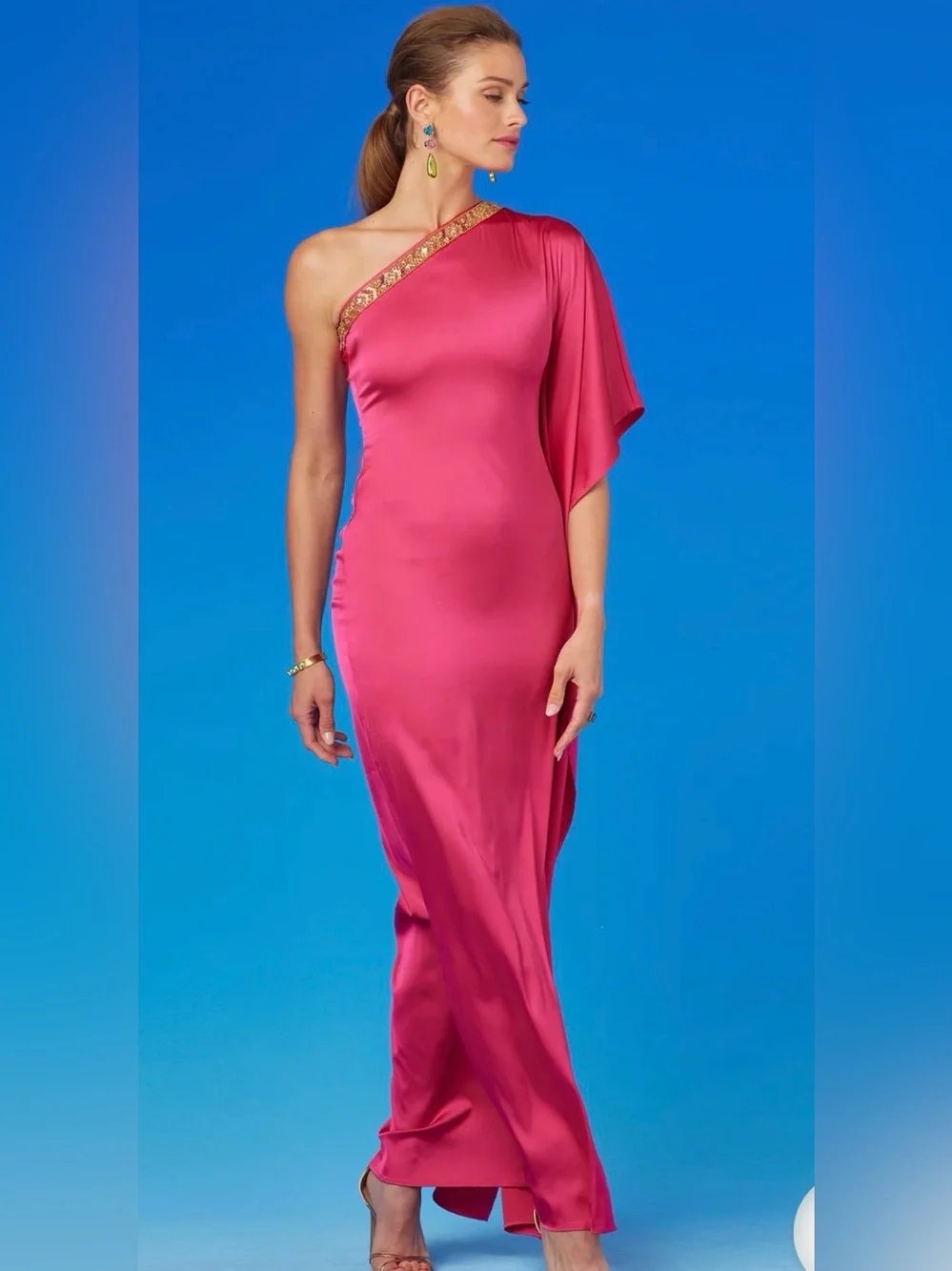 NICOBLU - ISADORA ONE-SHOULDER GOWN WITH EMBELLISHMENT